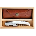 Laguiole Millesime  Corkscrew Set w/White Horn ABS Handle & Leather Pouch